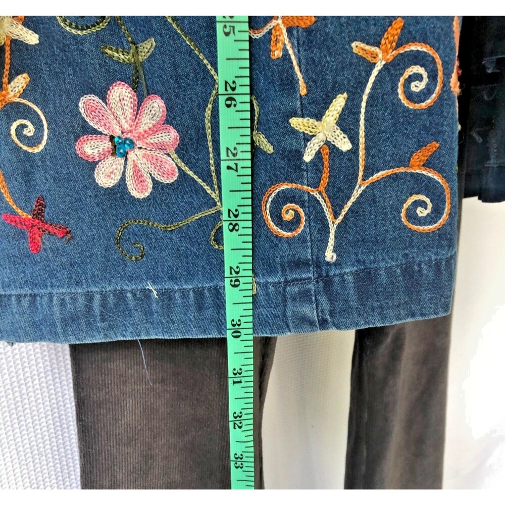 Vintage Life Style Womens 1X Denim Jacket Floral Embroidered Grannycore 90s - Picture 3 of 16